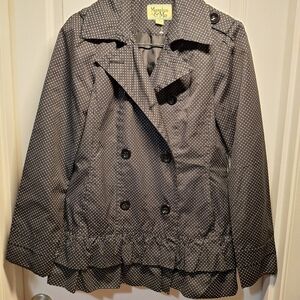 Maralyn & Me Gray Polka Dot Trench Coat